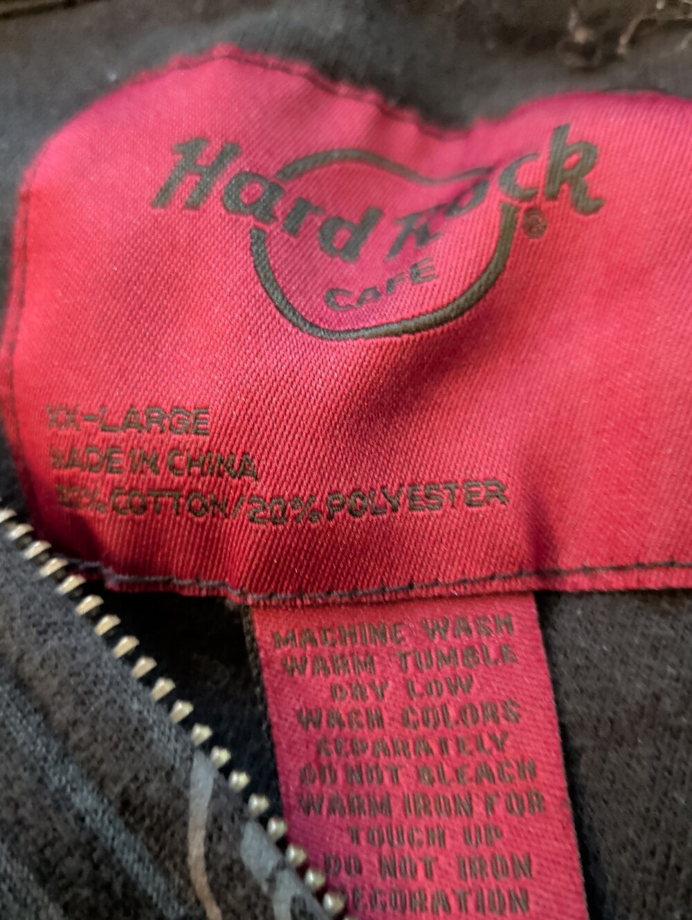 Hard Rock Cafe Red & Black Zip Hoodie - XXL